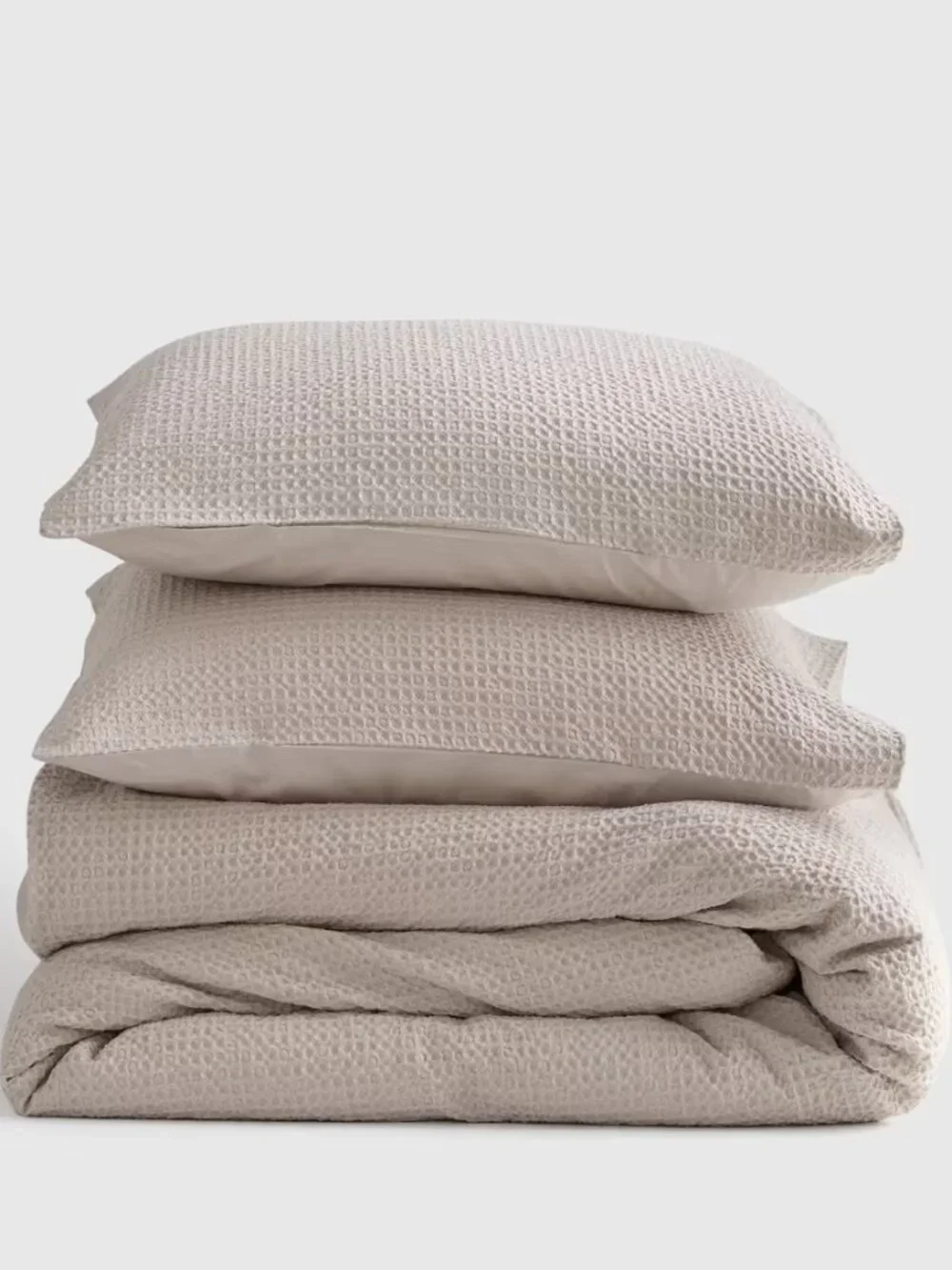 Quince Organic Luxe Honeycomb Duvet Cover Set with Shams King Sand